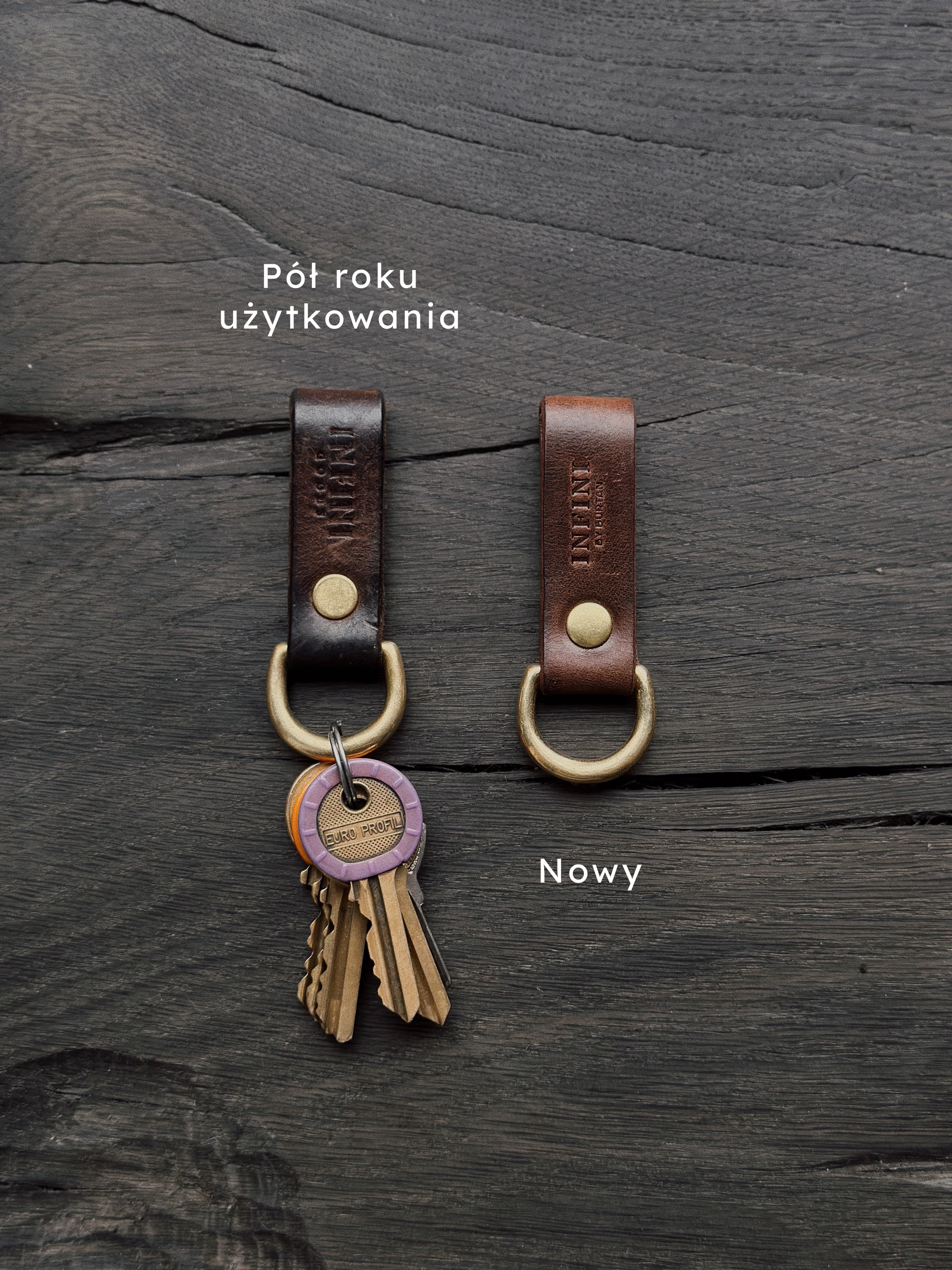 Brelok do kluczy na półkółku z inicjałami